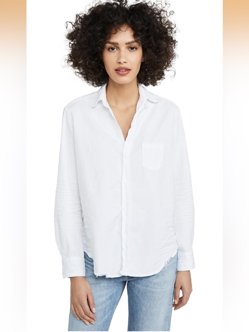 Frank & Eileen White Button-Front Shirt with Label